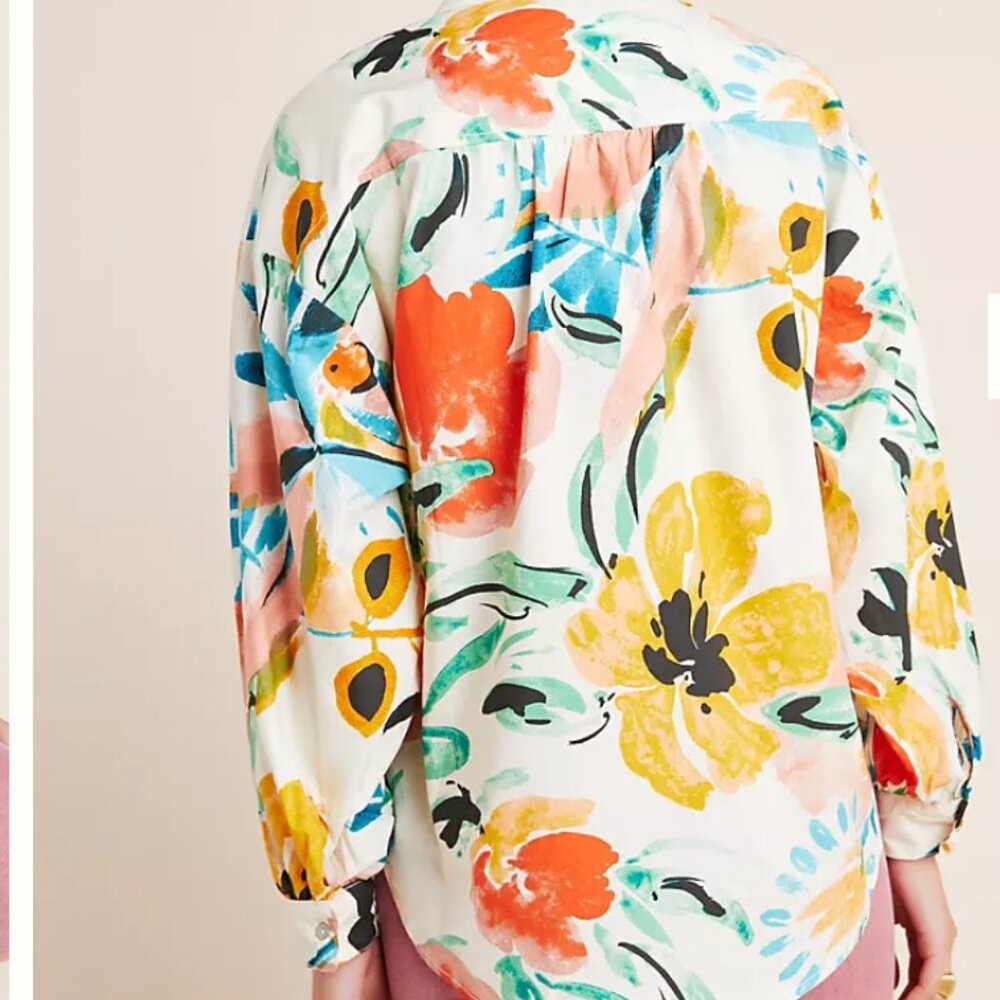 Anthropologie Crisanta Poplin Button Down Cotton Shirt - Picture 5 of 15